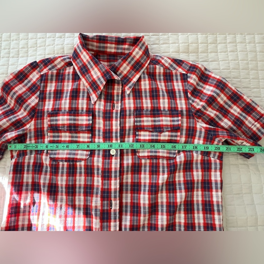 Women’s Red White and Blue Plaid Shirt - Picture 6 of 6